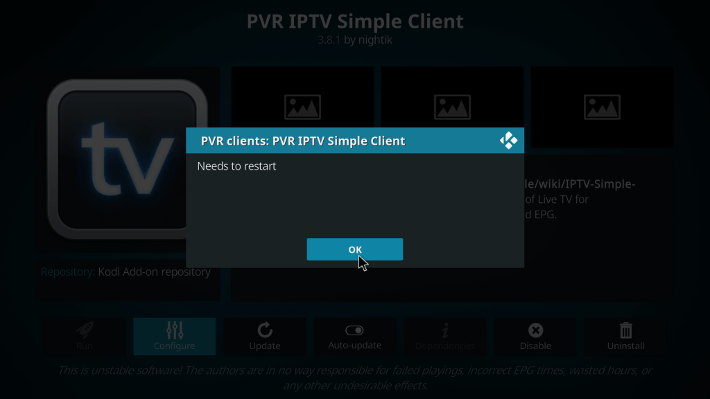 Configurer PVR IPTV Simple Client